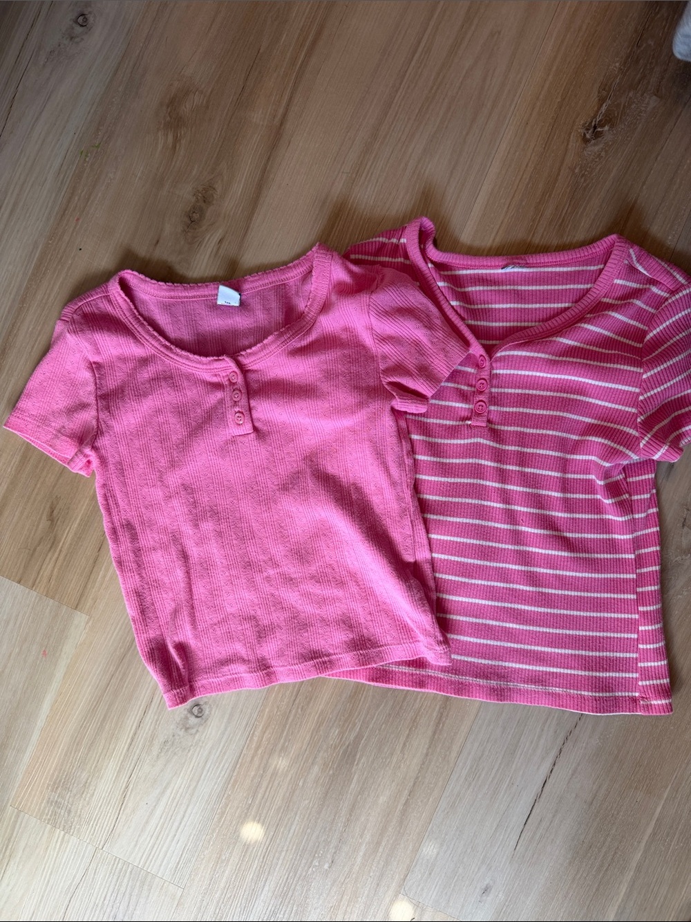 Old Navy Girls' Pink Short Sleeve Henley Tops - 2-Pack